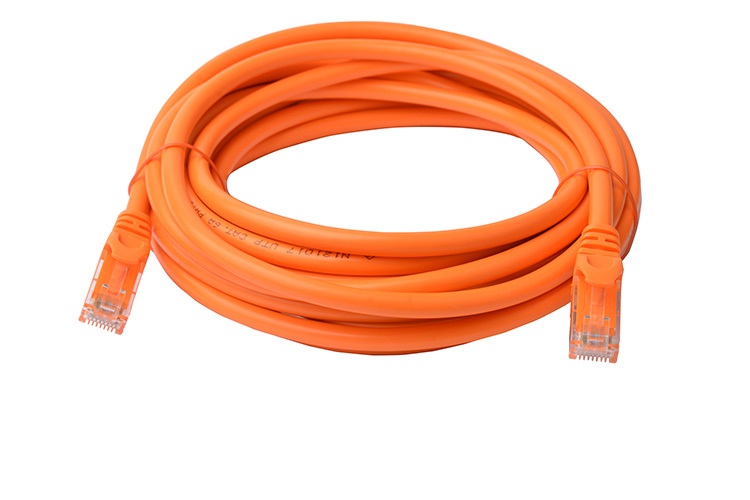 8Ware Cat6A 5m Orange Snagless RJ45 Ethernet Cable - Full Copper UTP Patch Cord, 10Gbps Network LAN Cable