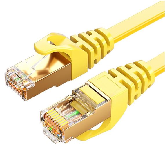 8Ware CAT7 5m Yellow RJ45 Ethernet Network LAN UTP Patch Cable - Full Copper Snagless Flat Cord for High-Speed 10Gbps Wired Connections