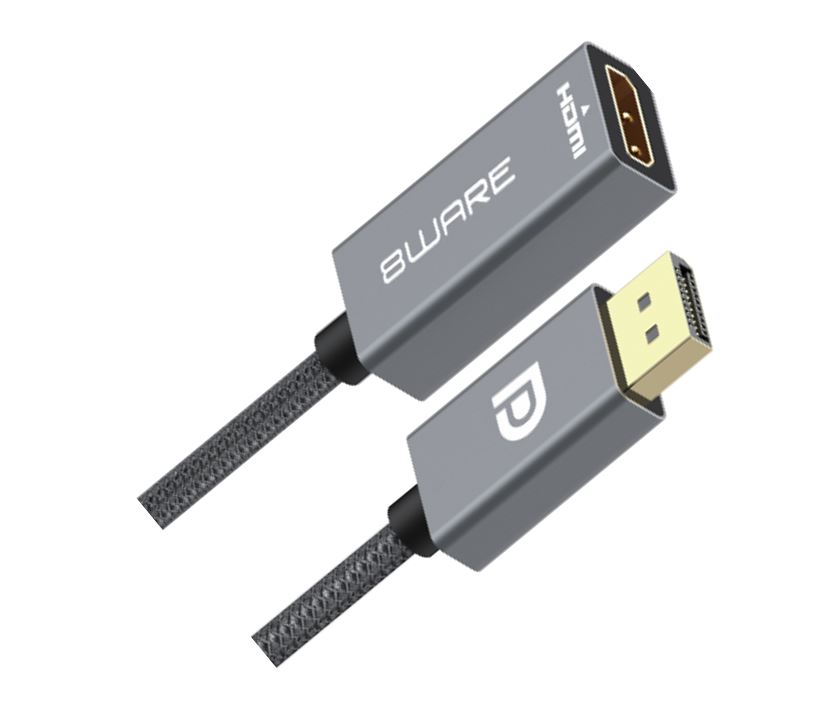 8ware DisplayPort to HDMI Adapter Cable 15cm – Male to Female, 1080P Full HD, Gold-Plated for PC/Laptop to HDTVs & Projectors