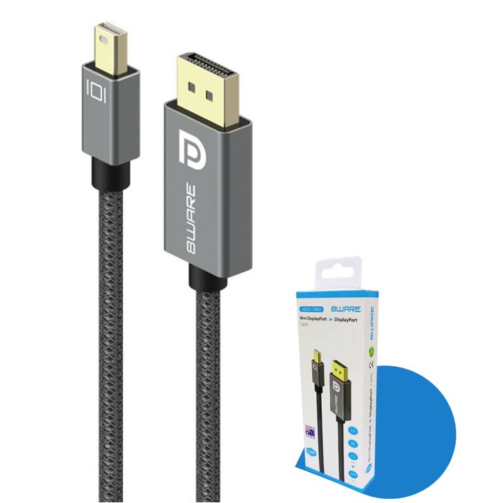 8ware Pro Series 1m Mini DisplayPort Male to DisplayPort Male Cable 4K 60Hz High Bandwidth 21.6Gbps with MST Support and Premium Connectors