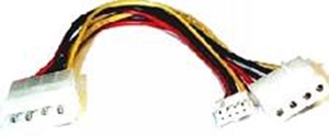 8ware RC-5038 Power Splitter Cable 1x Molex Female to 2x Molex Male + 1x Floppy Female, 30cm PC Drive Power Extension