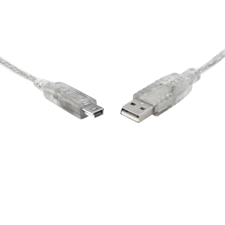 8Ware USB 2.0 Cable 1m A to Mini-USB B Male to Male Transparent - High-Speed Data & Charging Cable