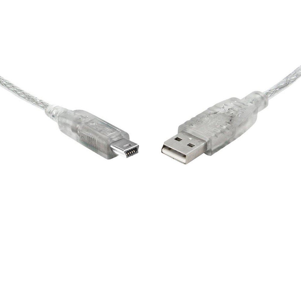 8Ware USB 2.0 Cable 3m A to B 5-pin Mini USB-B High-Speed Transparent Metal Sheath UL Approved