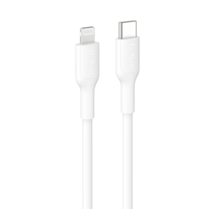 Belkin BoostCharge 1M USB-C to Lightning Cable – MFi Certified, 15W Fast Charging, 480Mbps Data, Durable 300K+ Bends, White
