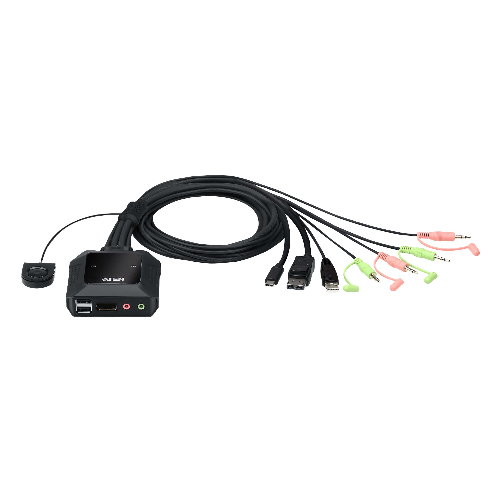 ATEN CS52DP 2-Port USB-C DisplayPort Hybrid Cable KVM Switch with 4K@60Hz Support and Remote Port Selector