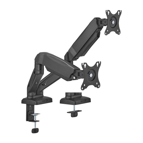 Brateck Economy Dual-Screen Spring-Assisted Monitor Arm for 17-32 inch Monitors up to 9 kg with VESA 75x75/100x100, Clamp & Grommet Mount