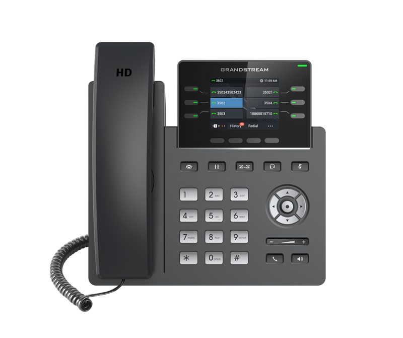 Grandstream GRP2613 6 Line IP Phone with 3 SIP Accounts, 320x240 Color TFT Display, HD Audio, PoE Support, Enterprise-Grade Security