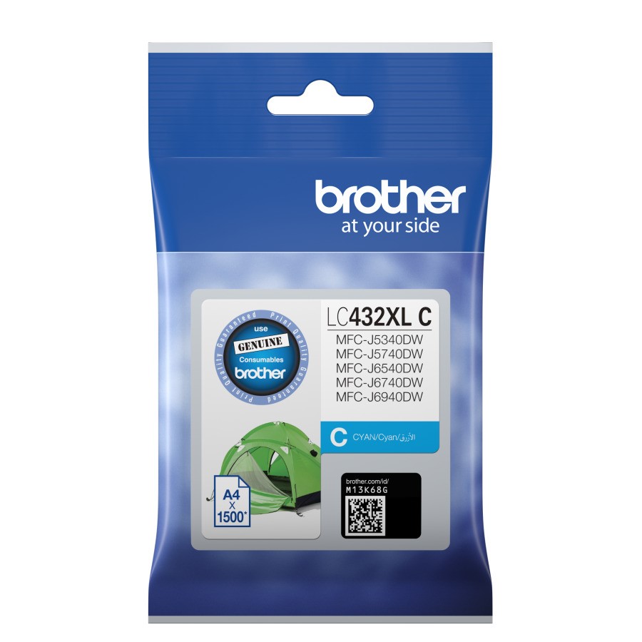 Brother LC432XLC Cyan High Yield Ink Cartridge Compatible with MFC-J5340DW/5740DW/6540DW/6740DW/6940DW - Up to 1500 Pages