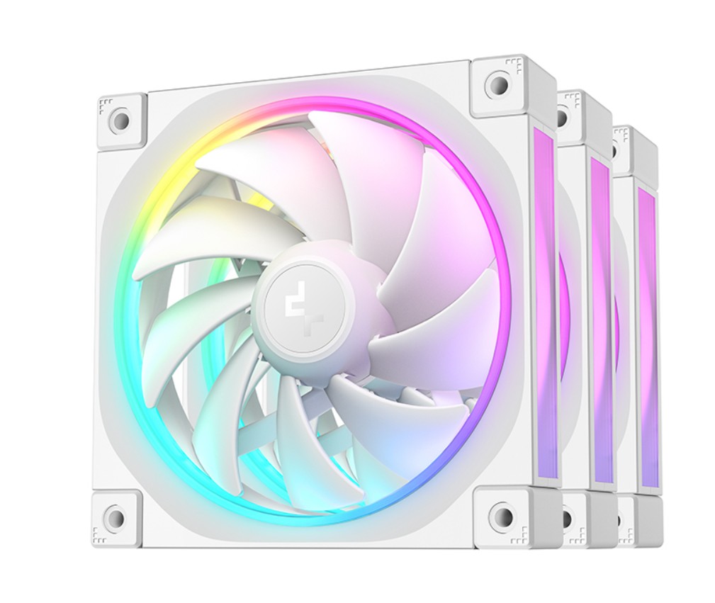 DeepCool FL12 WH 3-Pack 120mm ARGB PWM Fans with Fluid Dynamic Bearing, Low Noise & Unique Addressable RGB Lighting
