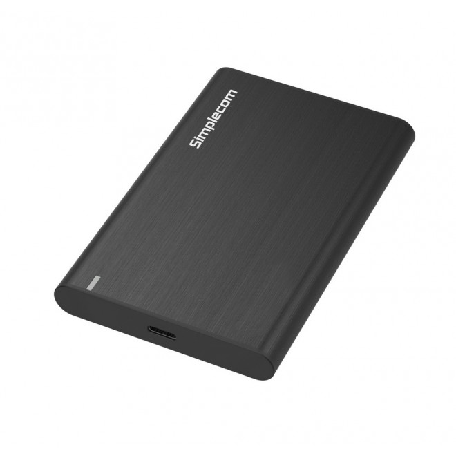 Simplecom SE221 Aluminium 2.5'' SATA HDD/SSD USB 3.1 Gen 1 Enclosure with USB-C & USB-A Adapter, 5Gbps Transfer, Black