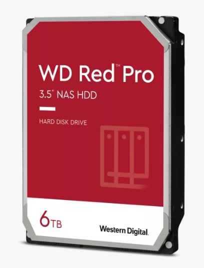 Western Digital WD Red Pro 6TB 3.5" NAS HDD SATA3 7200RPM 256MB Cache CMR RAID Optimized NASware 3.0 24-Bay Compatible