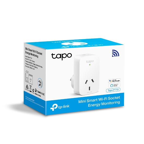 TP-Link Tapo P110 Mini Smart Wi-Fi Socket with Energy Monitoring, Remote & Voice Control, Schedule, Timer, Away Mode, Easy Setup