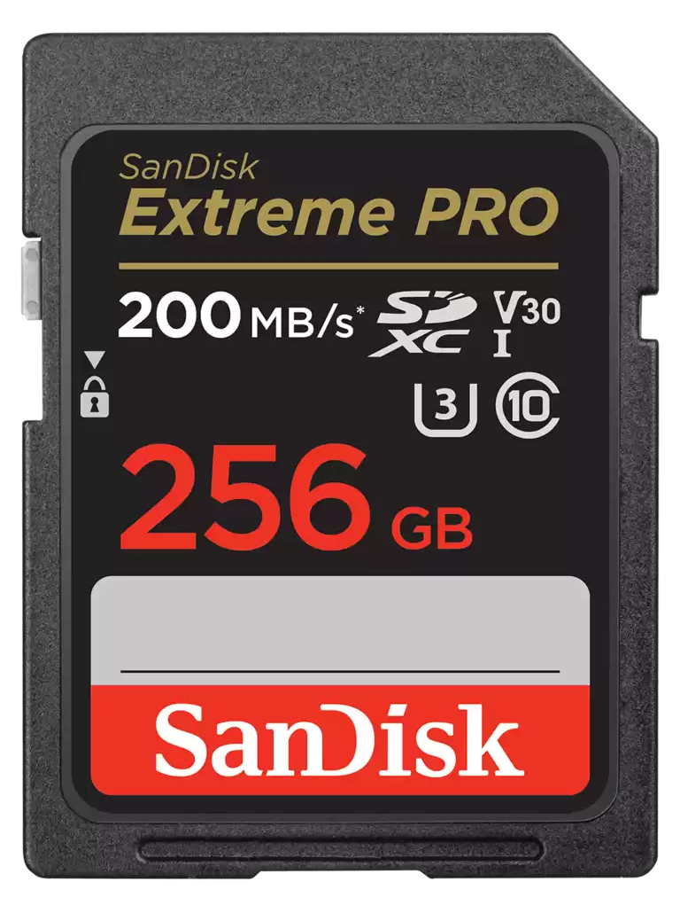 SanDisk Extreme PRO 256GB SDXC UHS-I Memory Card 200MB/s Read, 140MB/s Write, U3 V30 Class 10 for 4K UHD & Full HD Video, Shockproof, Waterproof, Temperature & X-ray Proof