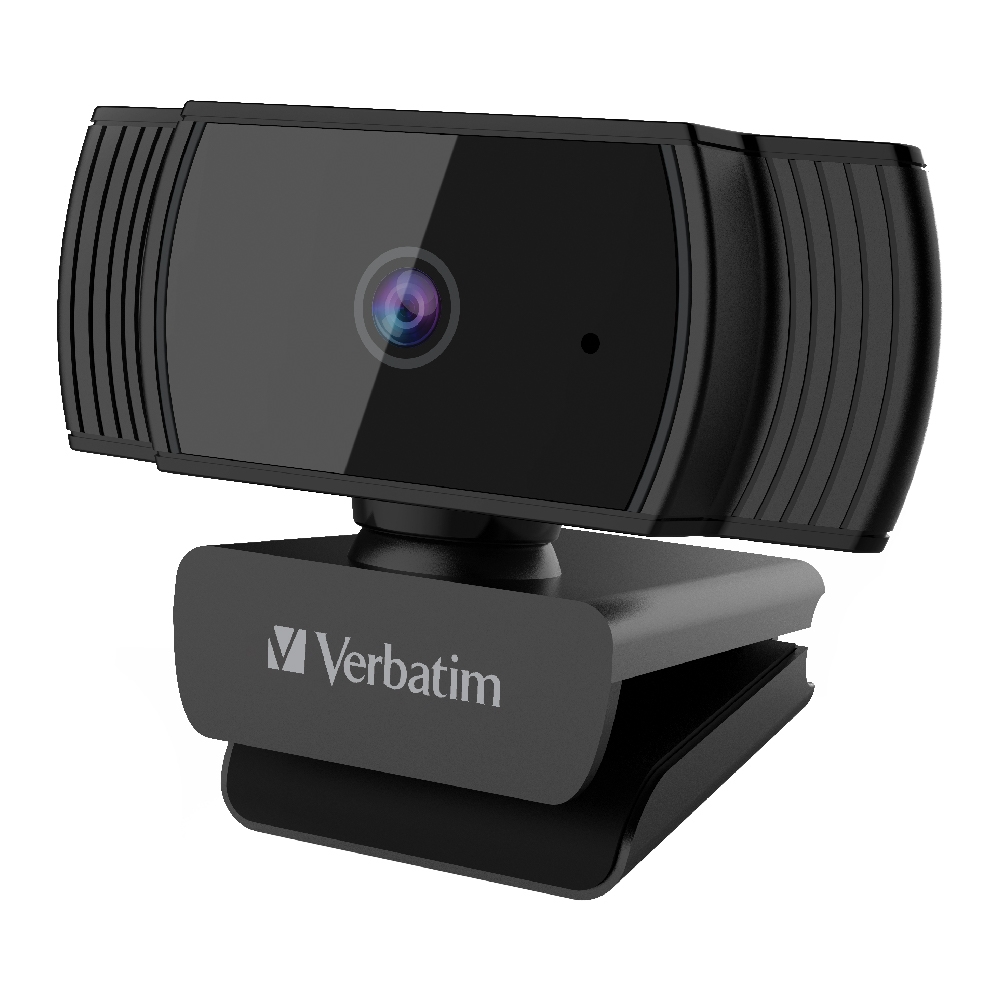 Verbatim Full HD 1080P Webcam with Auto Focus, Built-in Microphone & USB 2.0 Plug-and-Play – Black