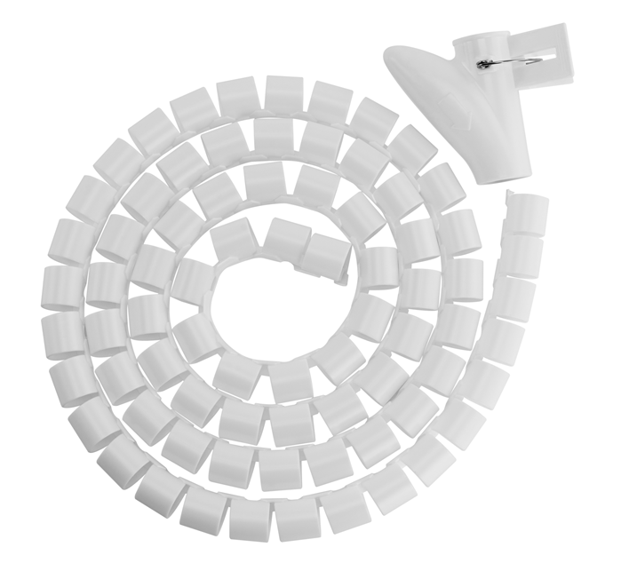 Brateck 25mm Diameter Coiled Tube Cable Sleeve - Flexible Polyethylene Cable Management Sleeve 1000x25mm White