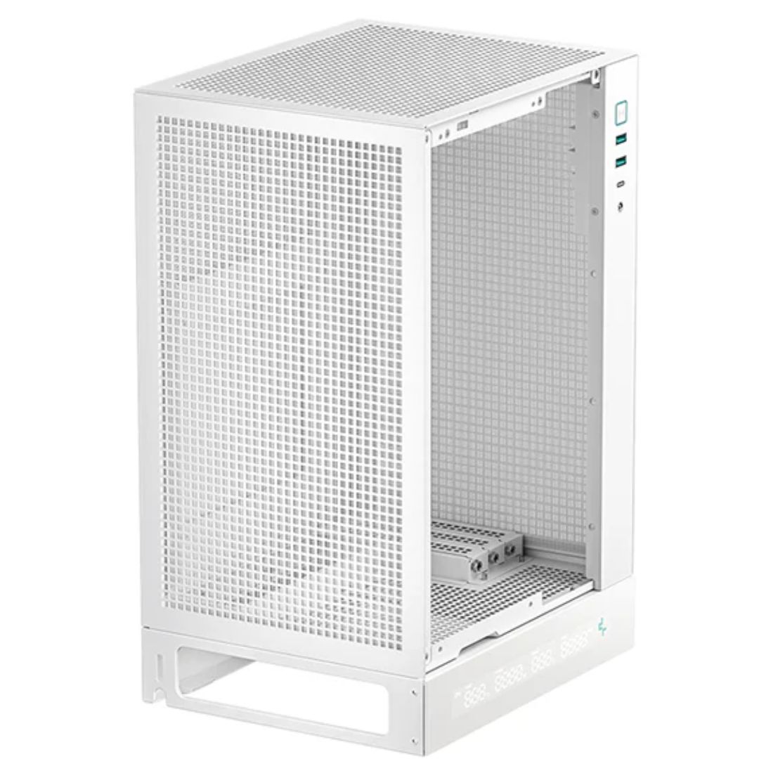 DeepCool CH170 DIGITAL WH Mini-ITX PC Case with Digital Status Display, High Airflow Mesh Panels, Supports Full-Sized Air Coolers up to 172mm & 240mm AIO Radiator
