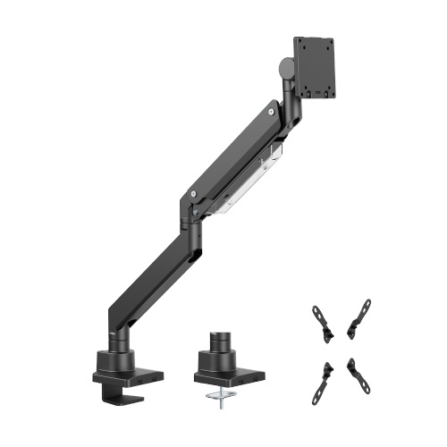 Brateck LDT80-C012 Super Heavy-Duty Gas Spring Monitor Arm for 17"-57" Curved & Flat Screens, Matte Black, Clamp & Grommet Mount