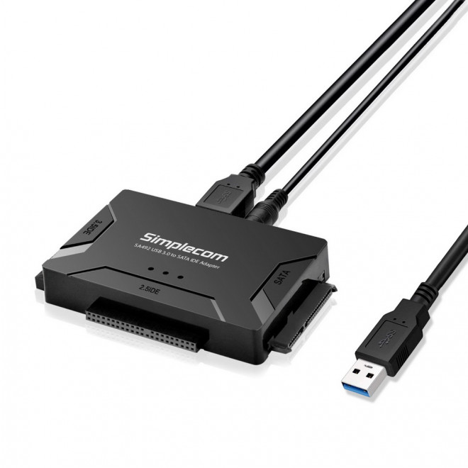Simplecom SA492 USB 3.0 SATA IDE Adapter – Supports 2.5", 3.5", 5.25" Drives with Power Supply, SuperSpeed 5Gbps USB Interface