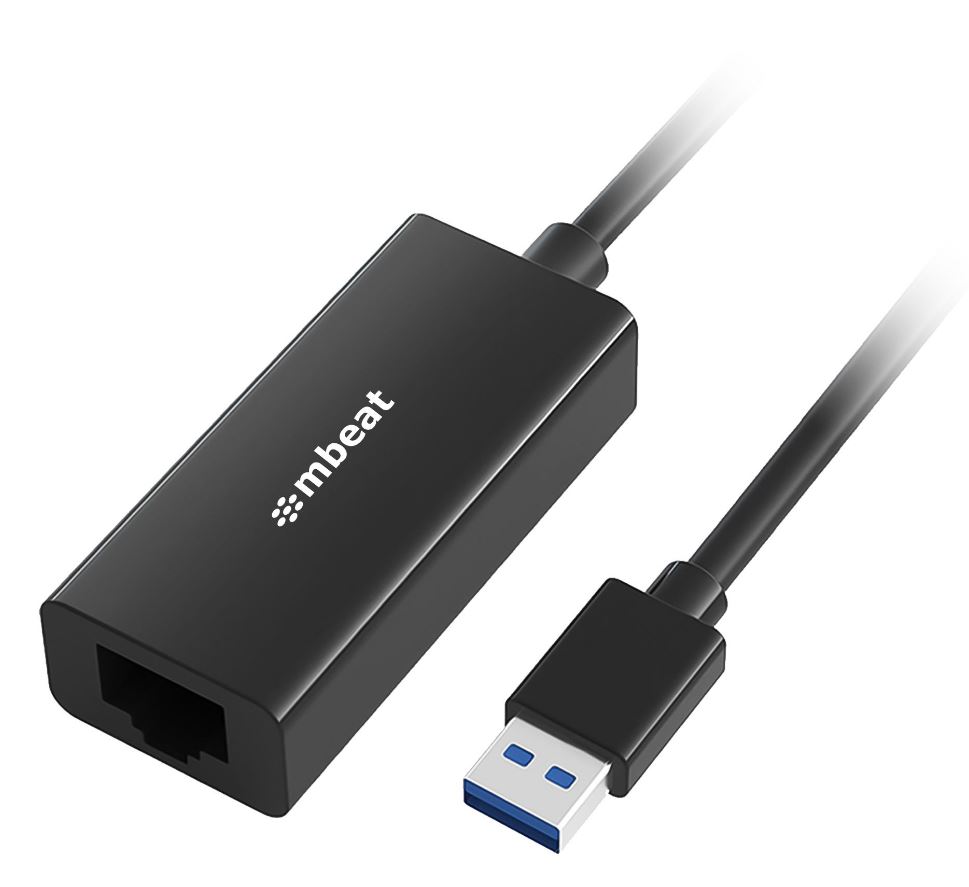 mBeat USB 3.0 Gigabit Ethernet Adapter - RJ45 LAN Network Converter, 1000Mbps, Compact Black ABS Plastic