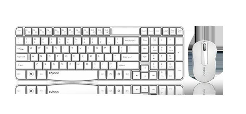 Rapoo X1800S Wireless Keyboard and 1000 DPI Optical Mouse Combo 2.4GHz Nano Receiver White