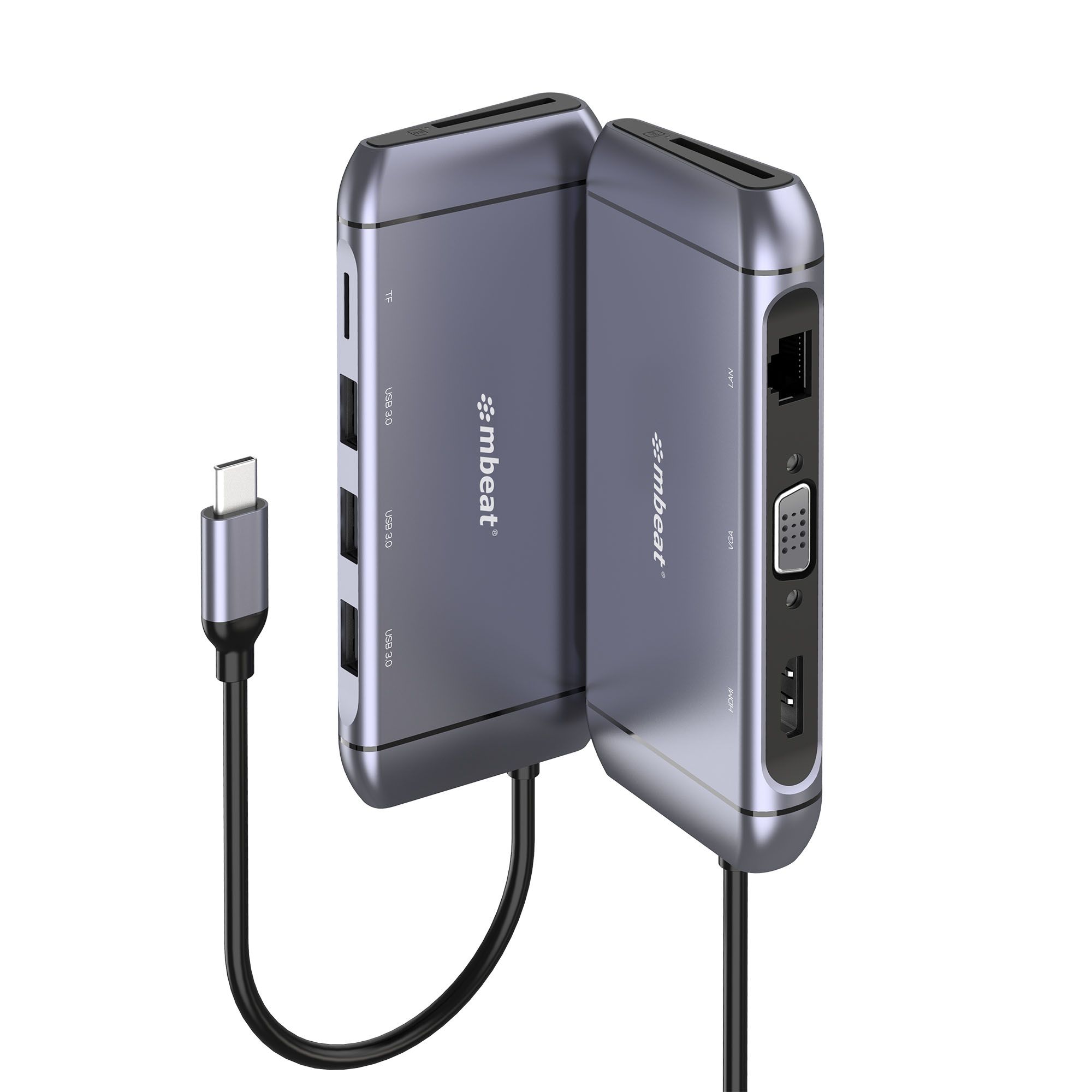 mbeat Elite X9 9-in-1 USB-C Docking Station with 100W Power Delivery, HDMI 4K, VGA, Gigabit Ethernet, USB 3.0, SD & MicroSD Card Readers