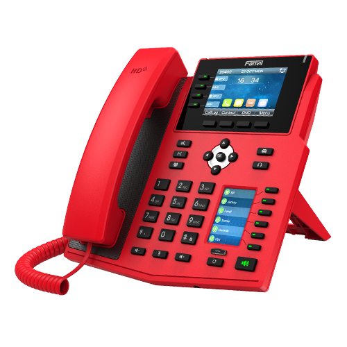 Fanvil X5U-RED Enterprise IP Phone - 3.5" Color Display, 16 SIP Lines, 30 DSS Keys, Dual Gigabit PoE, Bluetooth, HD Harman Audio - Red