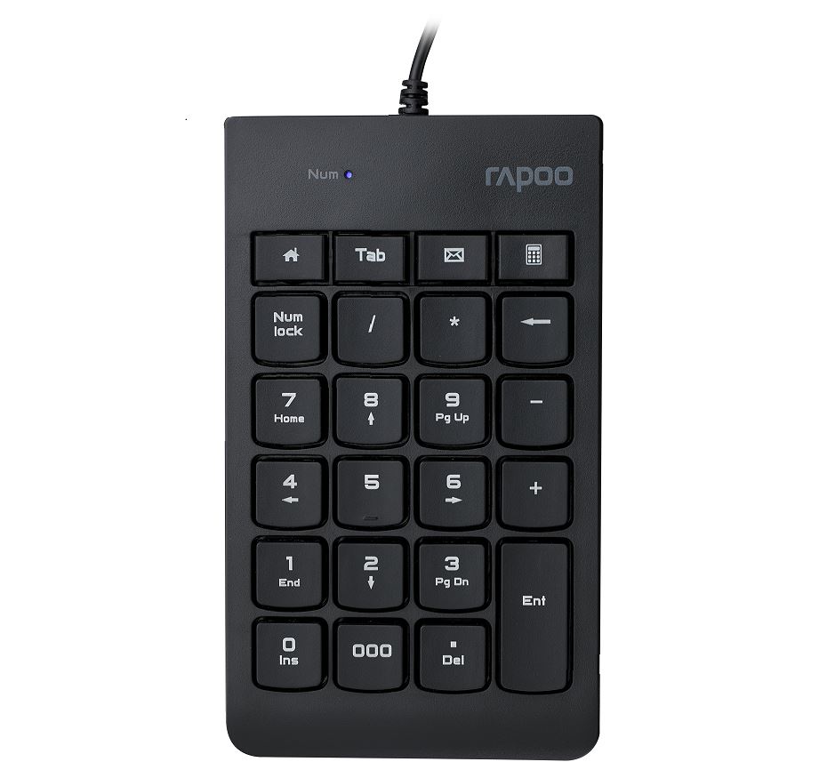 Rapoo K10 Wired Numeric Keypad – Spill-Resistant Design, Laser-Carved Durable Keycaps, Compact 23-Key USB NumberPad for Windows