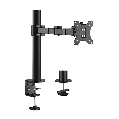 Brateck LDT33-C012 Single Monitor Steel Articulating Arm for 17-32 inch Monitors, Up to 9kg, VESA 75x75/100x100, Height Adjustable, Tilt, Swivel and Cable Management