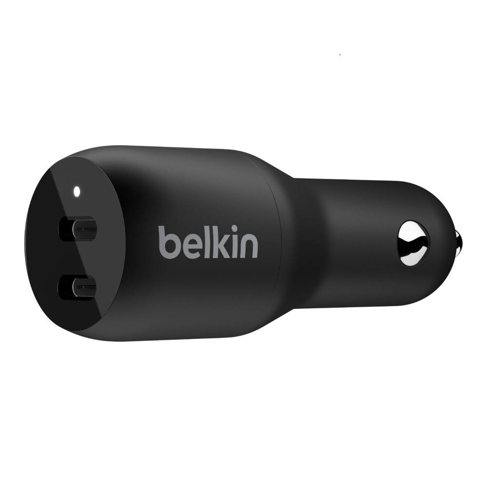 Belkin BoostCharge 36W Dual USB-C Car Charger with Dual 18W Fast Charging Ports, Compatible with iPhone & USB-PD Devices, Black