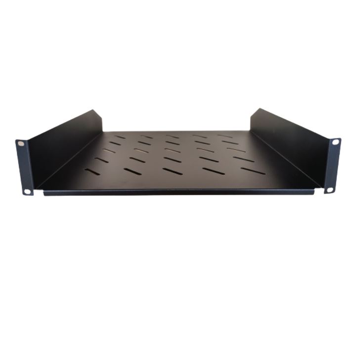 LDR Cantilever 2U Fixed Shelf 452mm Depth for 19" 1000mm Deep Cabinets - Durable Black Metal Construction
