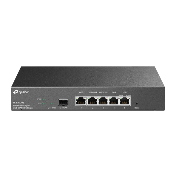 TP-Link TL-ER7206 Omada SafeStream Gigabit Multi-WAN VPN Router with 4 WAN Ports, 1 SFP, 1 RJ45, 2 WAN/LAN Ports, Advanced VPN & Security