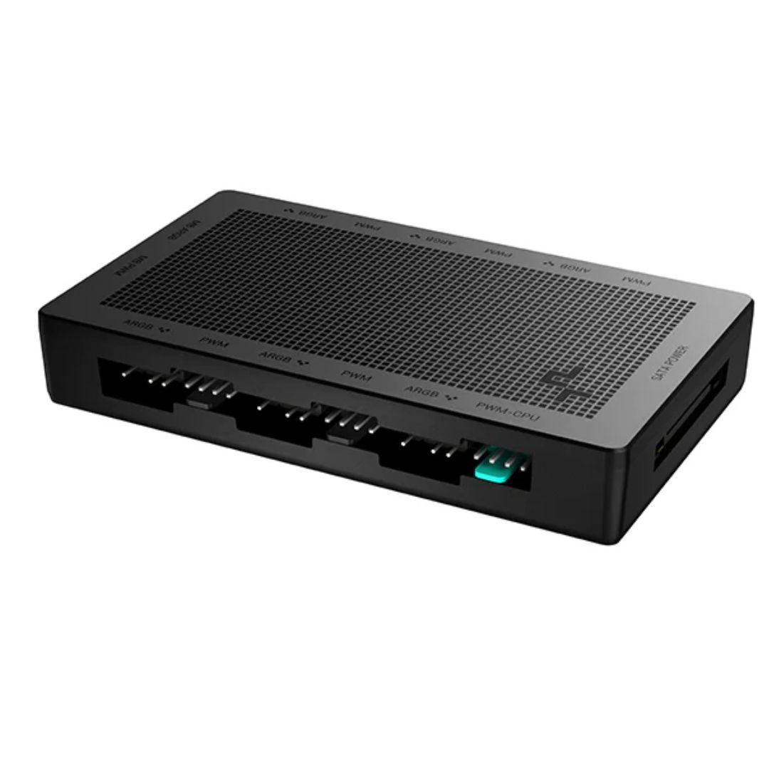 DeepCool SC790 2-in-1 PWM & RGB Hub with SATA Power Connector - 12 Port ARGB Fan & Lighting Controller for ASUS Aura, MSI Mystic Light & More