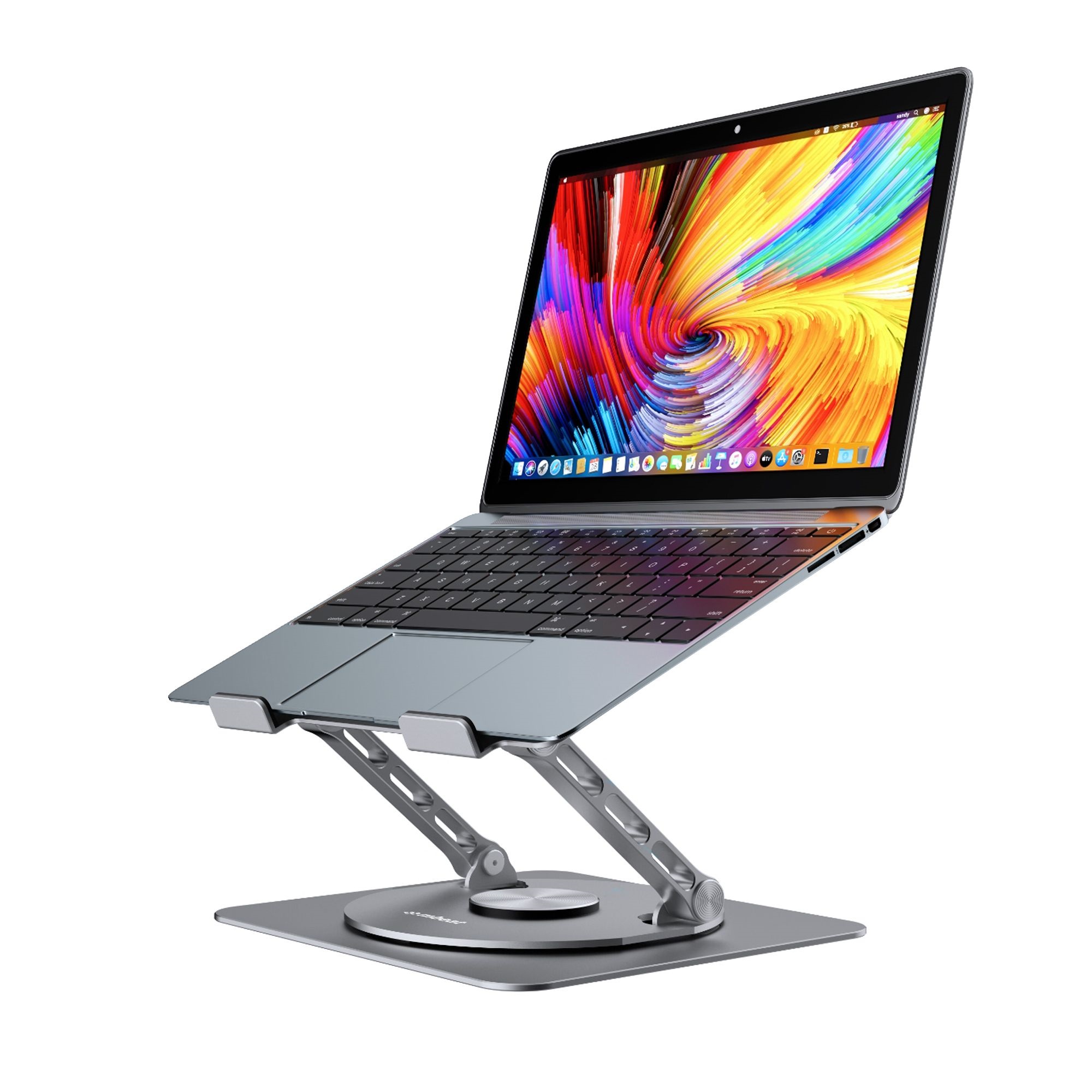 mbeat Stage S7 Rotating & Height-Adjustable Laptop Stand for Up to 17-inch Laptops – Aluminium, Space Grey, 33cm Height