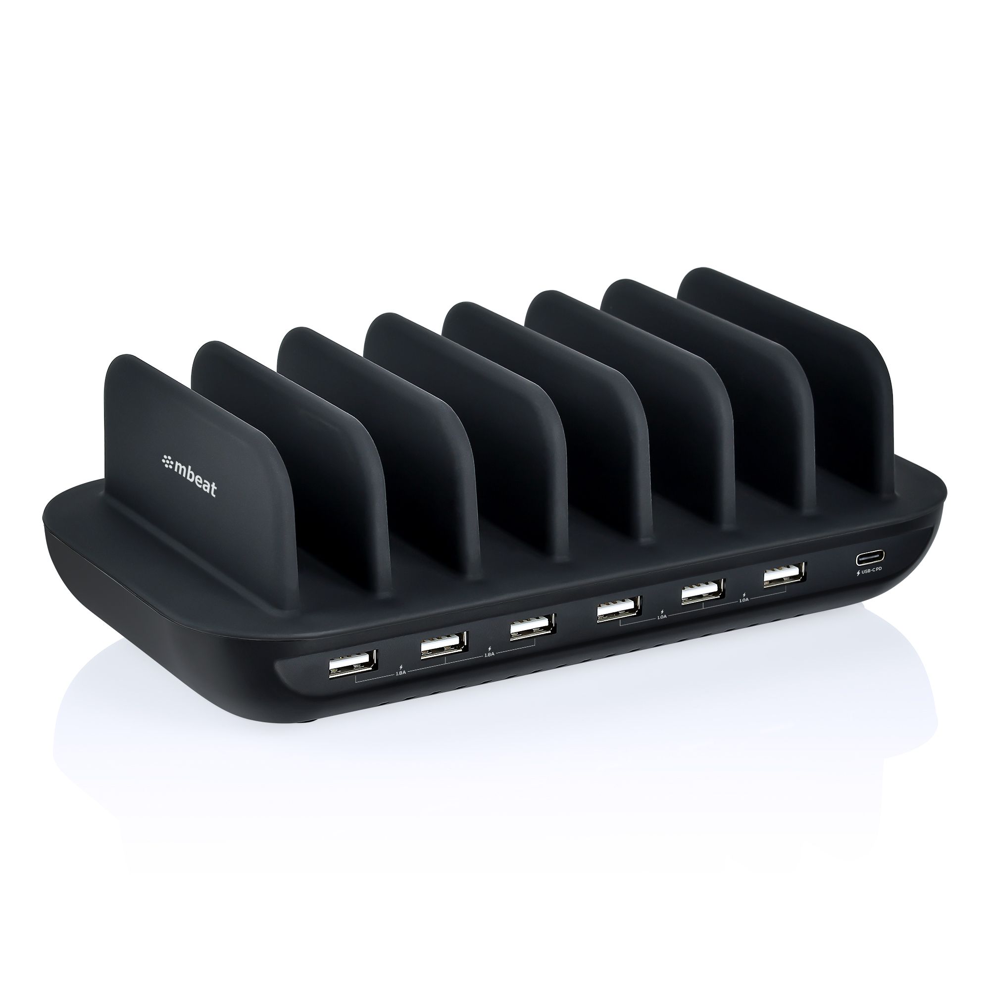 mbeat Gorilla Power 60W 7-Port USB-C & USB-A Charging Station with Fast PD Charging and Anti-Scratch Silicone Dividers