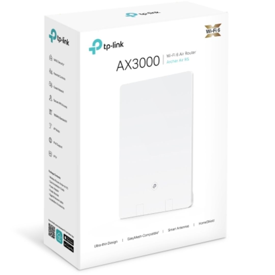 TP-Link Archer Air R5 AX3000 Dual-Band Wi-Fi 6 Router with Ultra-Thin Design, Smart Antennas, EasyMesh & HomeShield Security