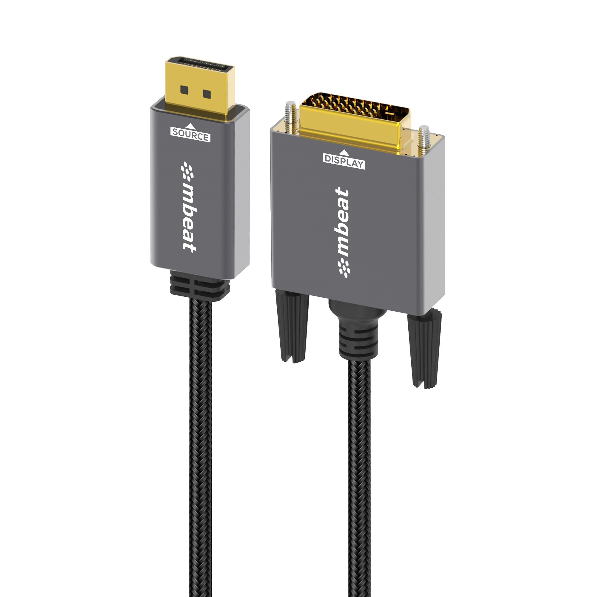 mbeat ToughLink 1.8m DisplayPort to DVI-D Cable | 1080p@60Hz Resolution | Durable Nylon Braided Jacket & Gold-Plated Connectors