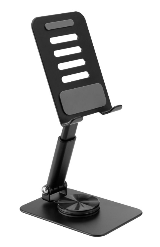 Brateck PHS10-3-B Black Foldable Phone Stand for Smartphones up to 7" - Portable Silicone & Steel Design, Compact 103x72x29mm Folded, 230g
