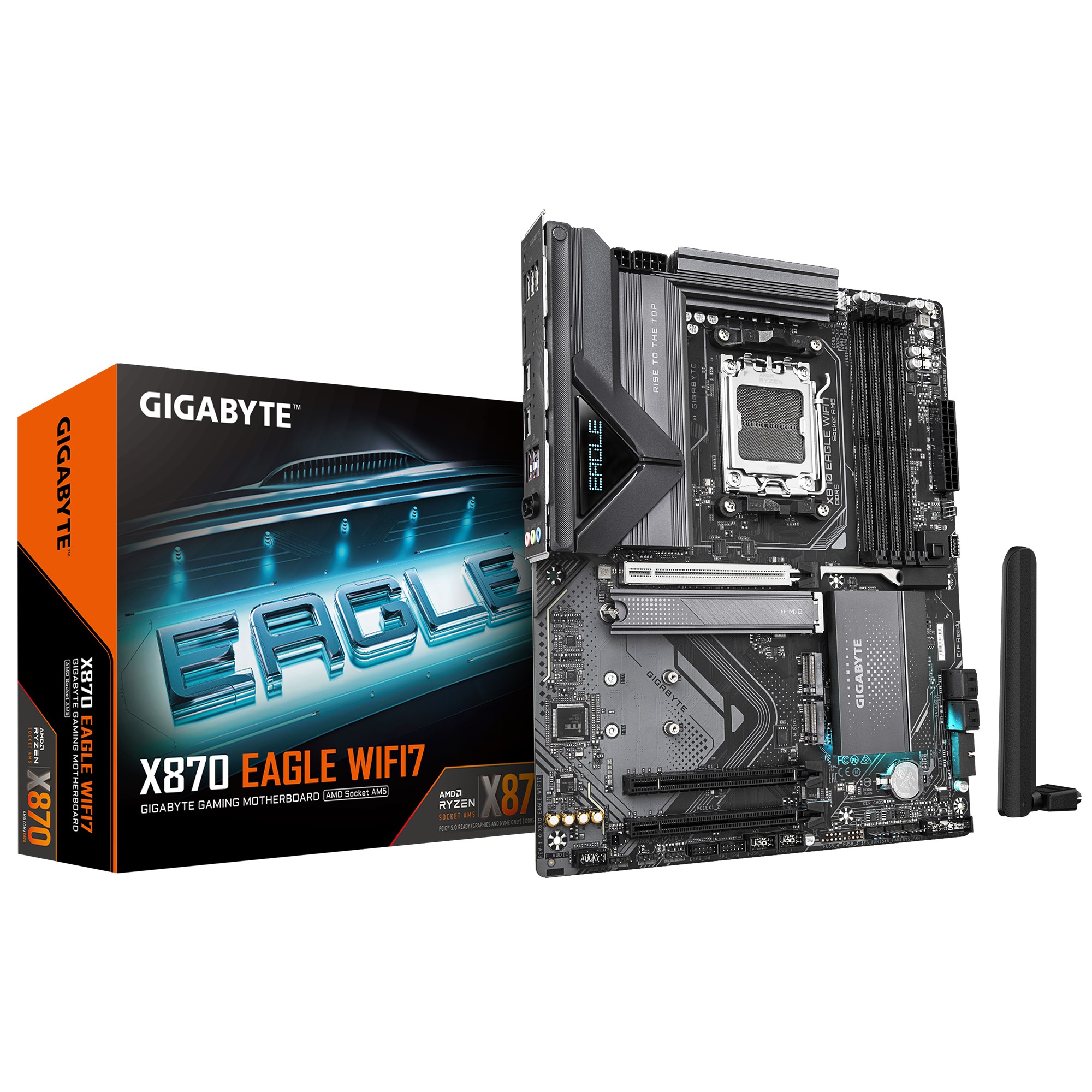 Gigabyte X870 EAGLE WIFI7 AMD AM5 ATX Motherboard with DDR5 256GB, PCIe 5.0, Wi-Fi 7, 3x M.2, 4x SATA 6Gb/s, Dual USB4 Type-C