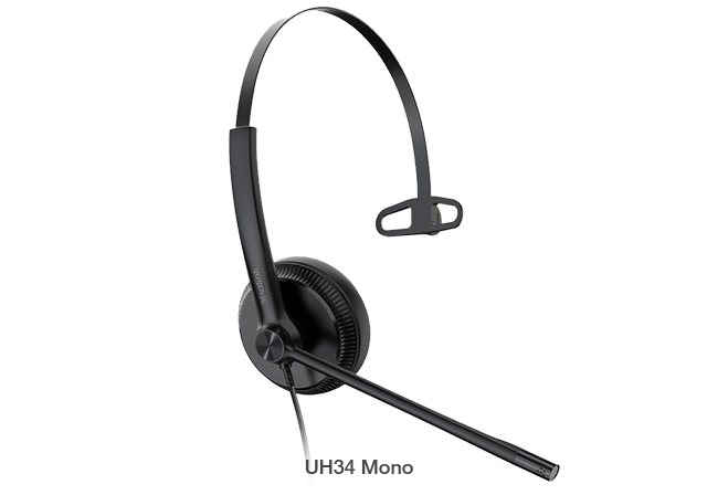 Yealink UH34 Mono Teams USB Headset - Lightweight Noise Cancelling Mic, Leather Ear Cushions, USB-A, All-Day Comfort