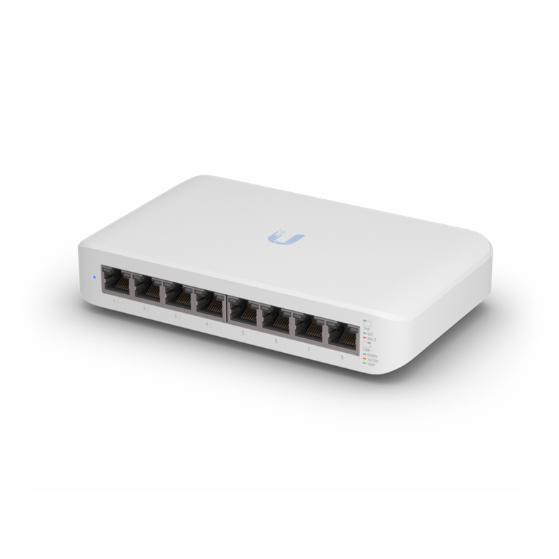 Ubiquiti UniFi Switch USW-Lite-8-POE – 8-Port Gigabit Managed PoE Switch with 52W Power Budget, Fanless, Wall Mount Kit Included