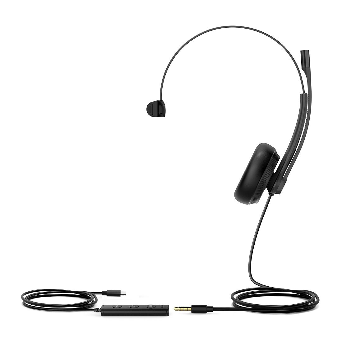 Yealink UH34 Special Edition Mono UC USB Headset with USB-C & 3.5mm, Noise Cancelling Mic, Leather Ear Cushions, YHC20 Controller