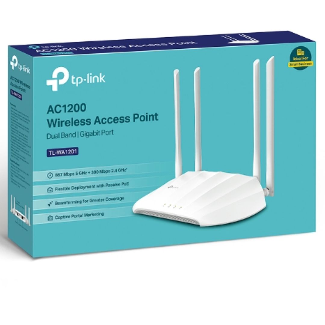 TP-Link TL-WA1201 AC1200 Dual-Band Wireless Access Point with Passive PoE, MU-MIMO, Beamforming & Captive Portal