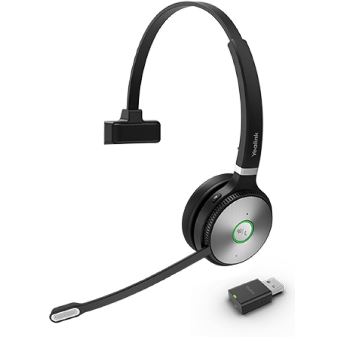 Yealink WH62 Portable Mono DECT Wireless Headset with WDD60 Dongle, USB Charging Cable, Carry Pouch - Microsoft Teams & Zoom Certified, Dual Microphones, EOS