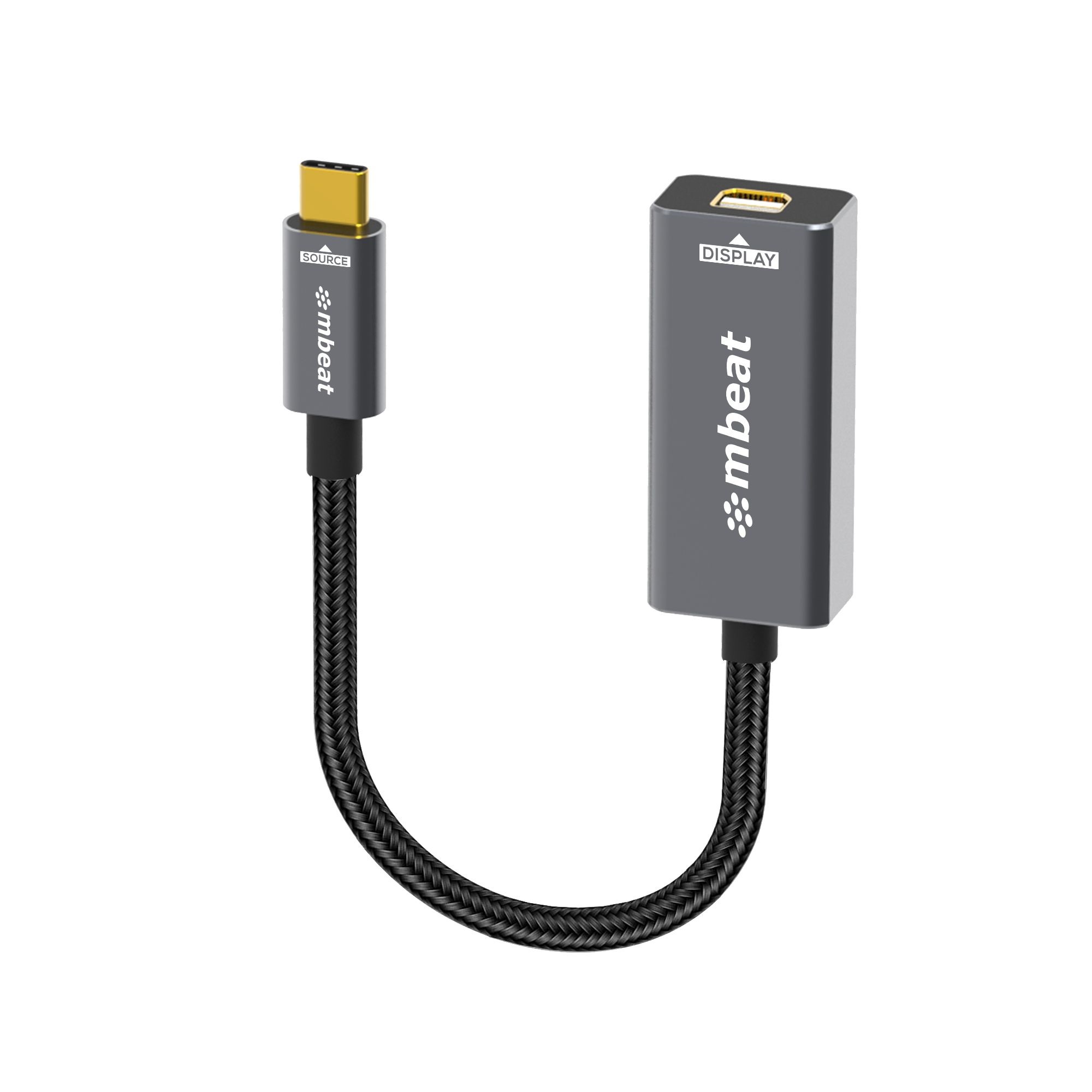 mbeat ToughLink USB-C to Mini DisplayPort Adapter 4K@60Hz, USB-C 3.2 Gen 2, Durable Aluminium Build, Nylon-Braided Cable