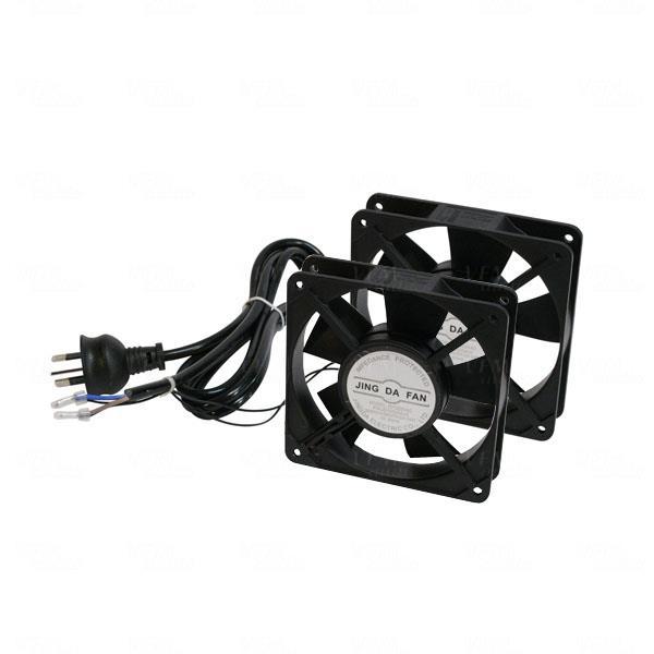 LDR 2 Way Fan Kit with 2x 120mm Black Fans and 1.5m AU Power Cord - Compatible with LDR Hinged & Single Section Wall Mount Racks