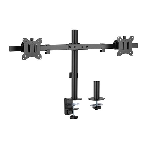 Brateck LDT57-C02 Dual-Screen Pole Mount for 17-32 inch Monitors, 9kg Weight Capacity per Screen, VESA 75x75/100x100 Compatible