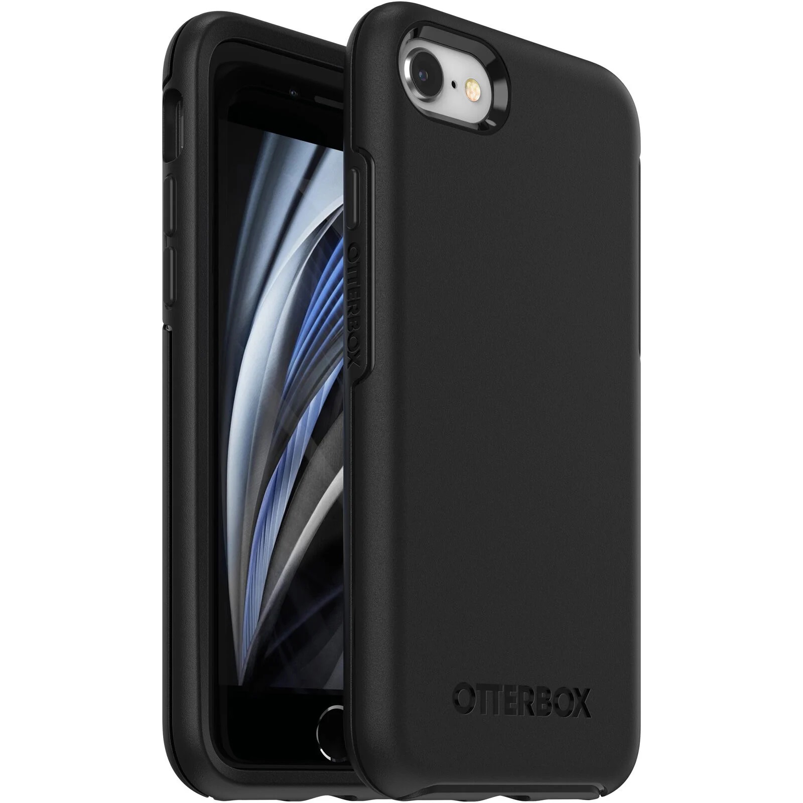OtterBox Symmetry Series Black Case for Apple iPhone SE (3rd & 2nd Gen), iPhone 8 & 7 with DROP+ 3X Military Standard Protection, Raised Screen Edges, Slim Fit, 7 Year Warranty