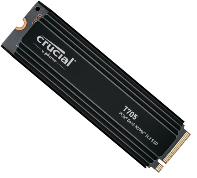 Crucial T705 4TB PCIe Gen5 NVMe M.2 SSD with Heatsink - Ultra Fast 14100/12600 MB/s R/W, 2400TBW Endurance, 1.5M hrs MTTF, DirectStorage Support for Intel 14th Gen & AMD Ryzen 7000