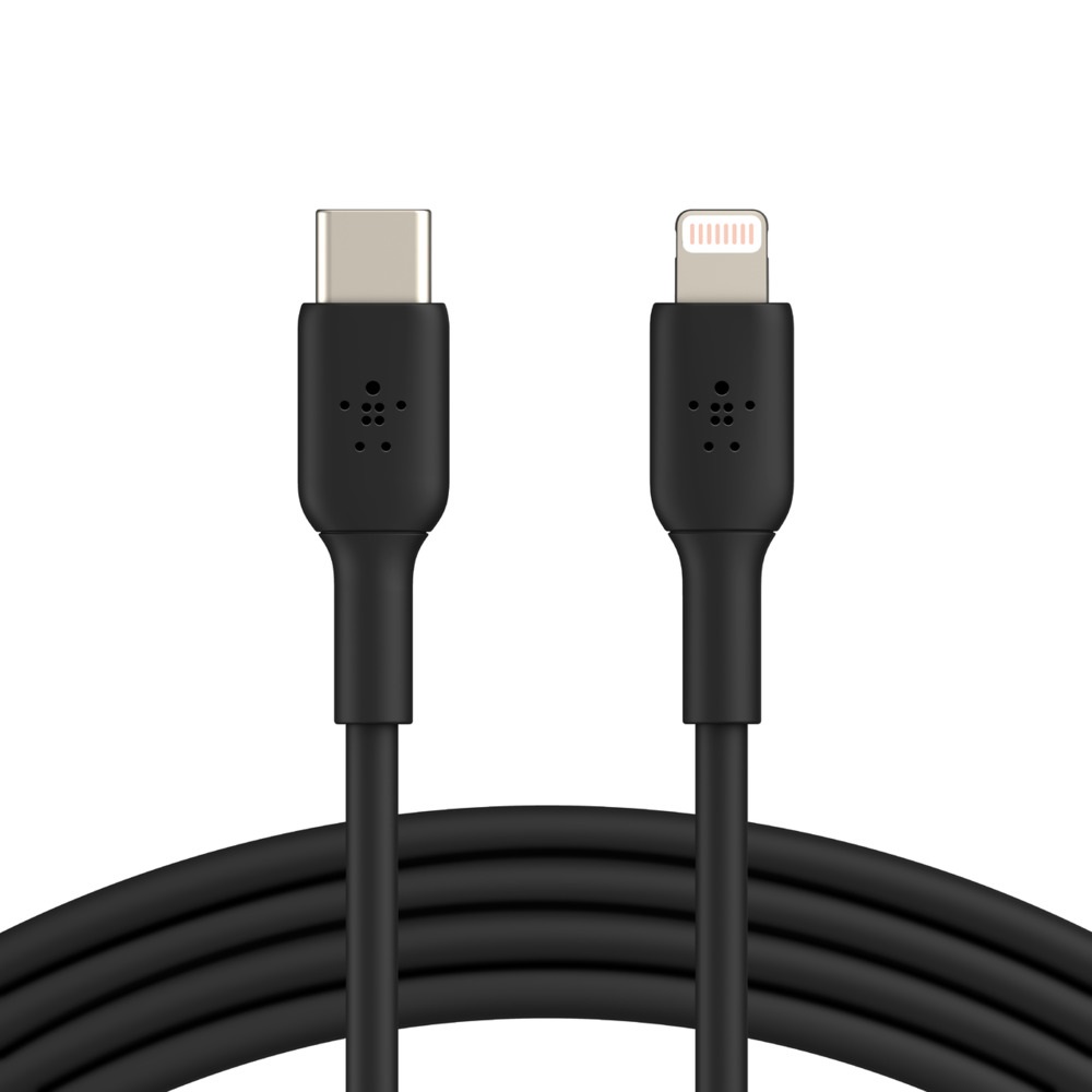 Belkin BoostCharge 1m Black USB-C to Lightning Cable MFi-Certified Fast Charge 3A 18W 480Mbps Durable 25K+ Bends for Apple iPhone iPad