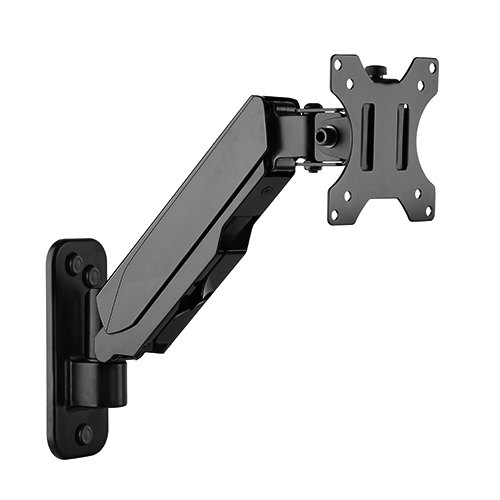 Brateck Wall Mounted Gas Spring Monitor Arm for 17-32 Inch Screens, 8kg Weight Capacity, Matte Black